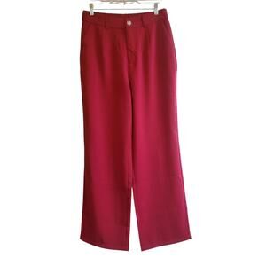 NWOT High Rise Wide Leg Trousers Dress Pants Womens Large Maroon Pockets